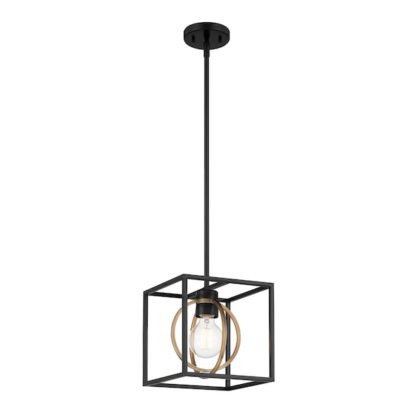 Designers Fountain Kew Gardens 60 Watt 1 Light Matte Black And Old Satin Brass Convertible Pendant D276M-8P-MB - main
